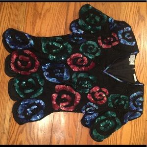 🎉HP🎉 Vintage Stenay Sequin Top, Black